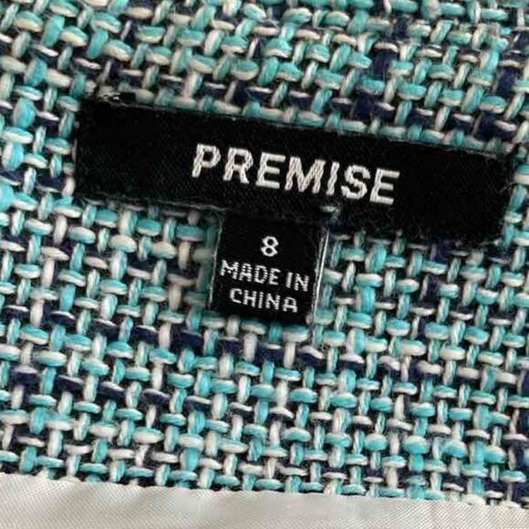 Premise Women's Short Straight Woven Tweed Zip Closure Lined Green Size 8 - Picture 3 of 10